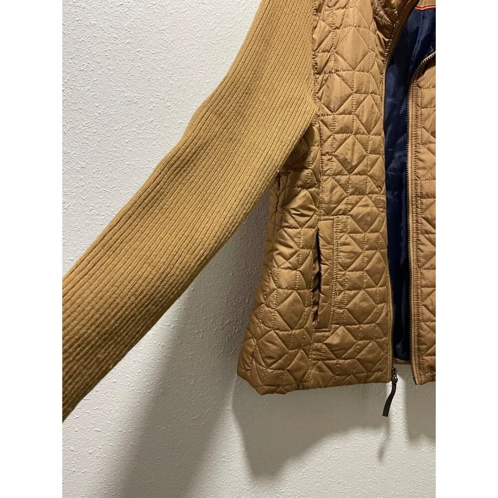 G.H. Bass & Co. Women’s Quilted Jacket Size L Brown Ribbed Sleeves Zip Up - Picture 6 of 16